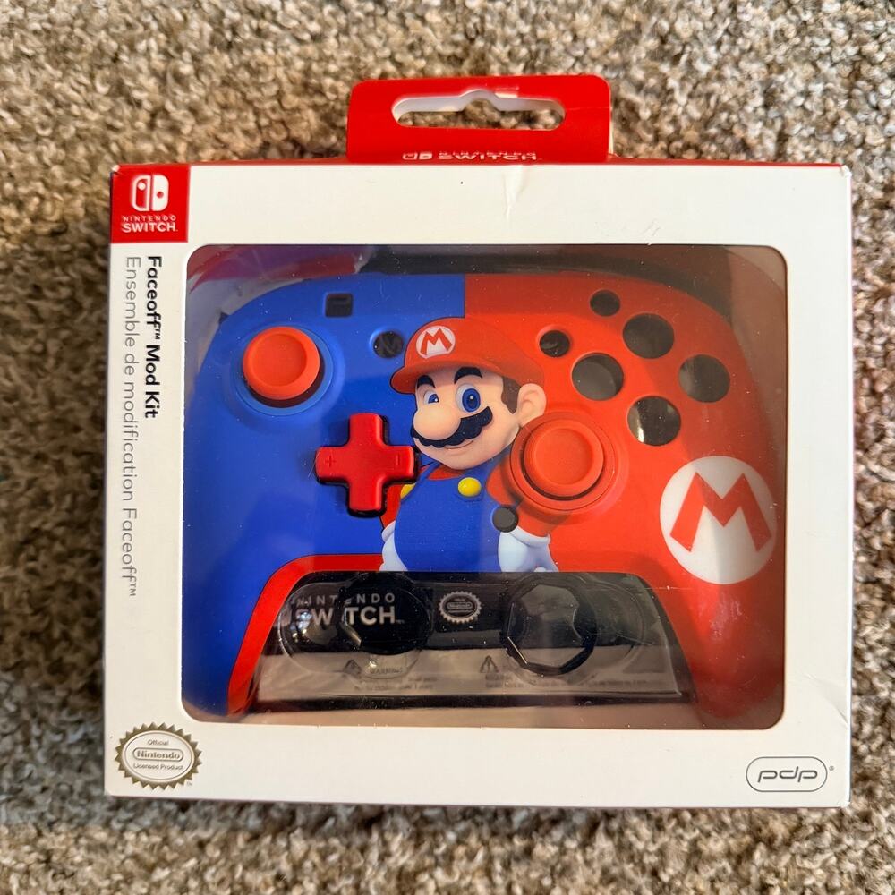 Nintendo Switch Mario Controller Faceoff Mod Kit Cover with Box